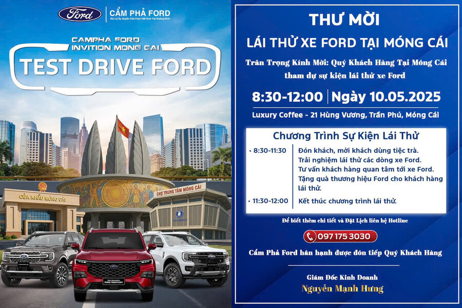 Lái Thử Xe Ford Ngay Tại Móng Cái-Trải Nghiệm Xe Chuẩn Mỹ Không Cần Đi Xa!