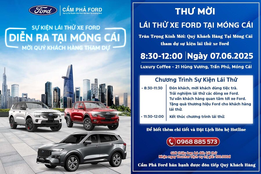 Thư Mời Tham Gia Sự Kiện Lái Thử Xe Ford Tại Móng Cái - Chỉ Còn 2 Ngày Nữa! | Cẩm Phả Ford